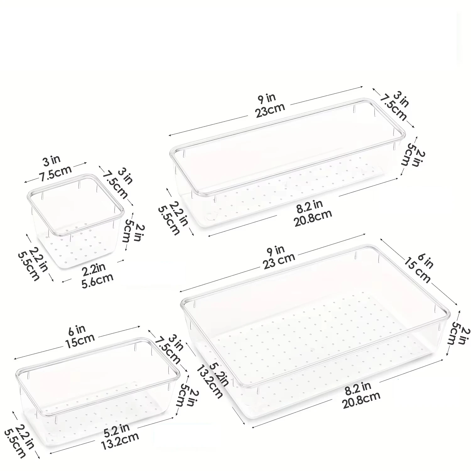 6/9/12Pack Drawer Organizers Clear Plastic Tub Containers for Bathroom Dressing Table Storage, Home Organization Makeup Kit view 3