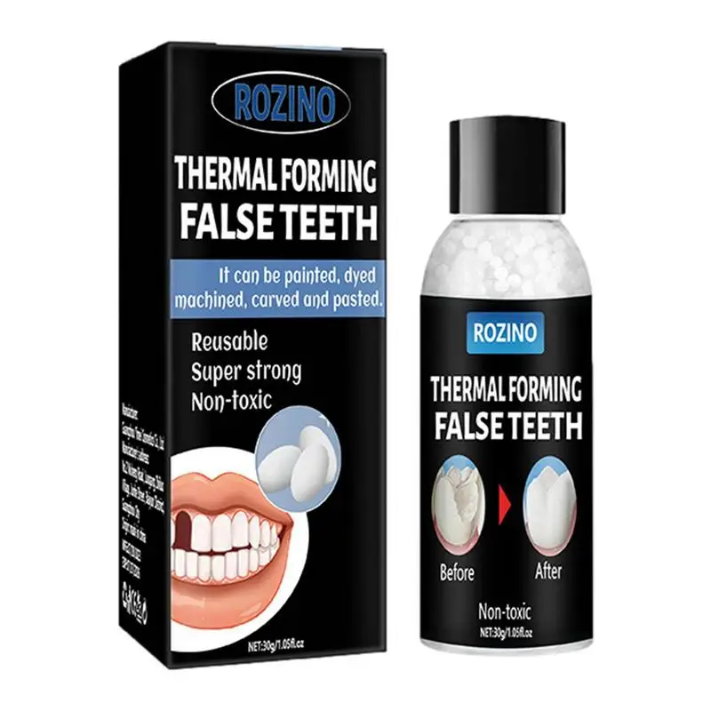 Tooth Gaps Filler 30g Thermal Fitting Beads Moldable False Teeth Adhesive Safe Broken Teeth Filling Gaps Repair Retouching Tooth