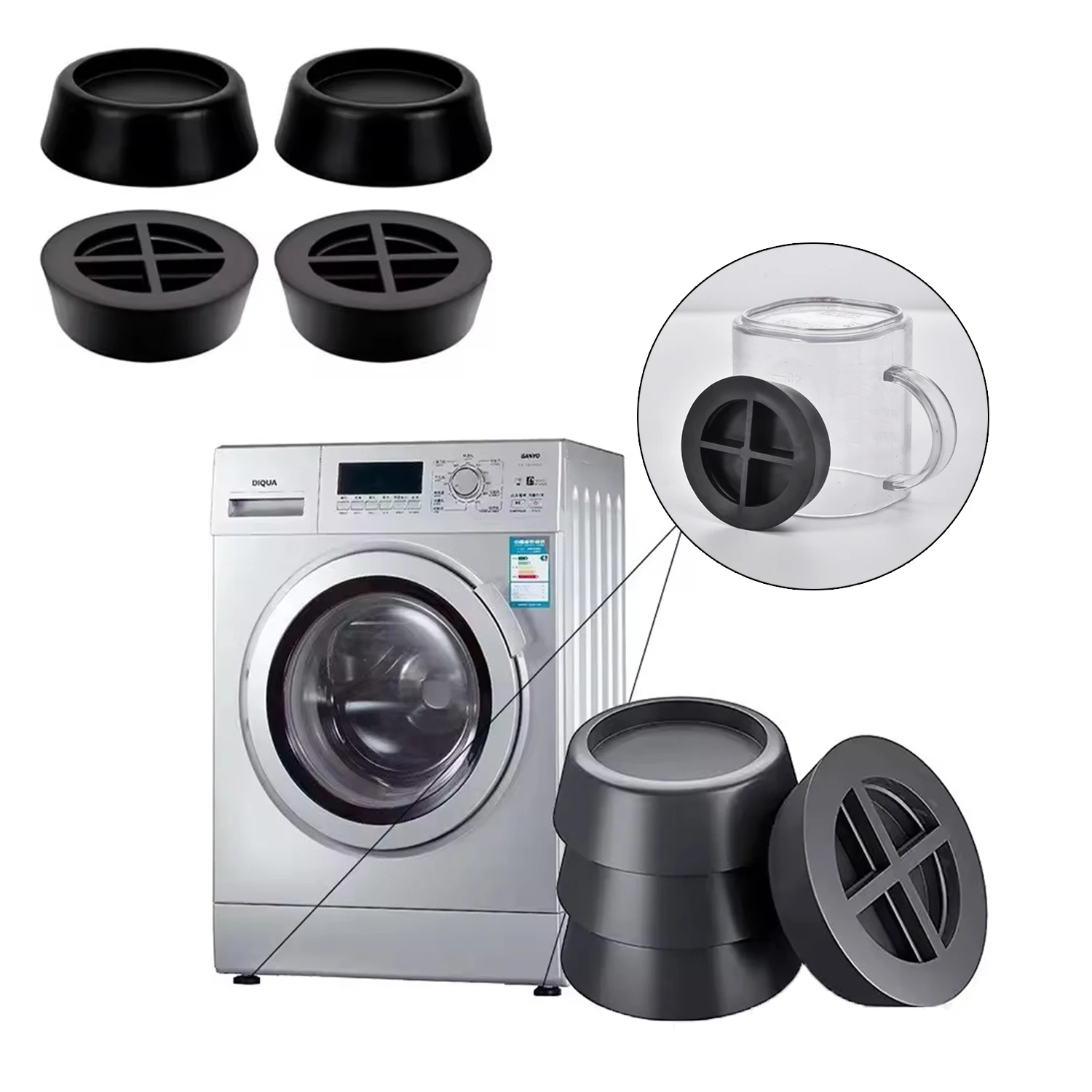 4/8PCS Washing Machine Anti Vibration Pads, Universal Fit for Refrigerator Dryer Furniture, Anti-Slip Rubber Feet
