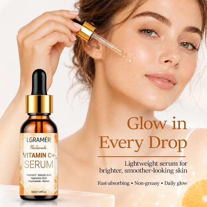 Sérum Facial de Vitamina C e Retinol, Essência Hidratante de Ácido Hialurônico, Ilumina a Pele Opaca, Uniformiza a Tez, Antienvelhecimento e Firmador 