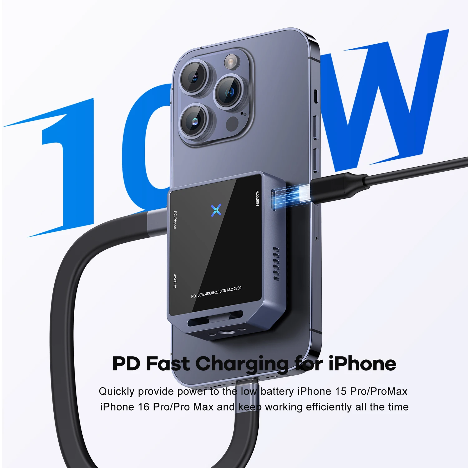 All-in-One USB-C Dock: SSD Enclosure for 2230 + Phone Stand + 10Gbps + PD3.0 Charging - Triple Display Adapter for Laptop & Mobi