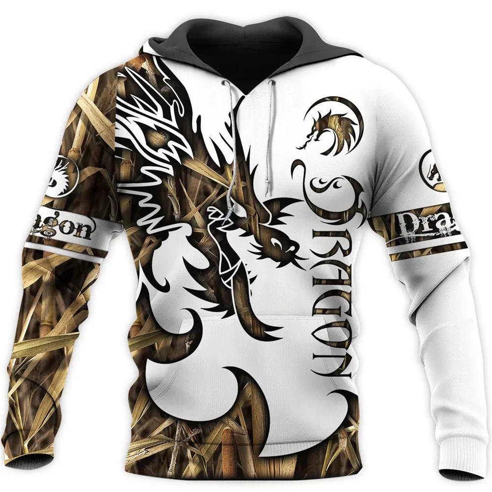 Fashion Dragon Pattern 3D Print Men's Hoodie Chinese Dragon Graphic Sweatshirt Autumn Hip Hop Style Harajuku Pullover Streetwear