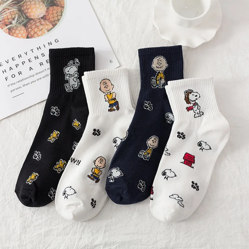 

Anime Snoopy Mid Tube Socks Kawaii Sports Breathable Cartoon Ins Pattern Couple Skateboard Cotton Socks Unisex Festival Gifts