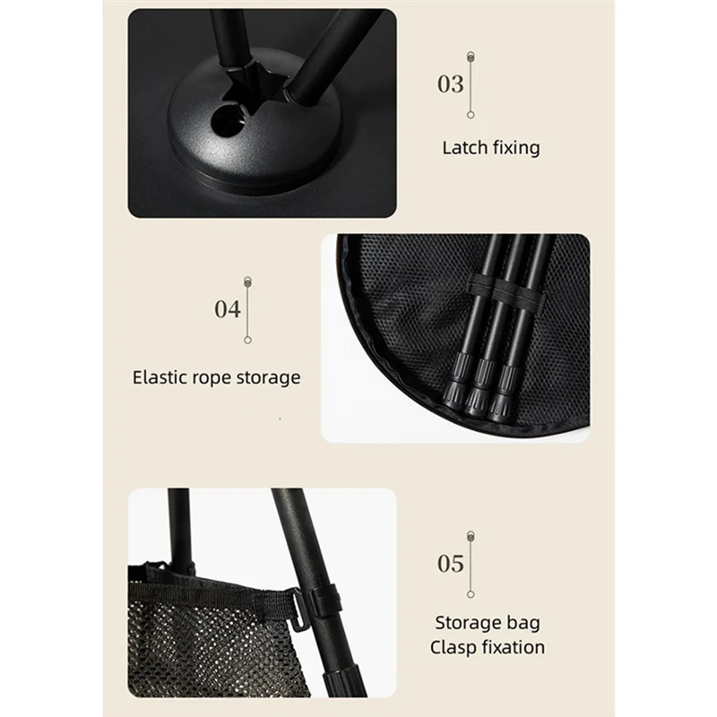 GOOD-1Set de mesa redonda pequeña portátil para acampar al aire libre, mesa Simple de tres patas ABS + aleación de aluminio