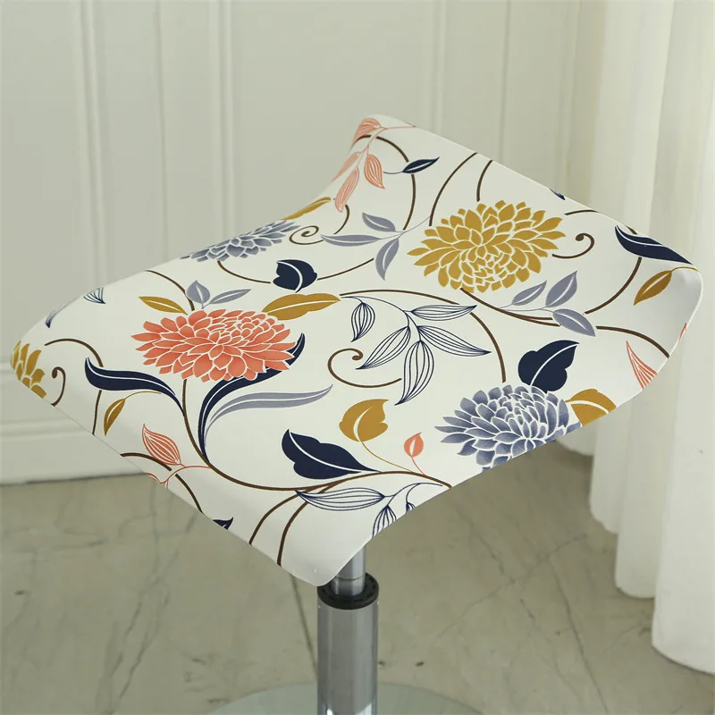 Cashier Square Chair Cover Elastic Print Bar Stool Seat Covers Home Hotel Bar Rotating Lifting Swivel Chair Dust Case Removable