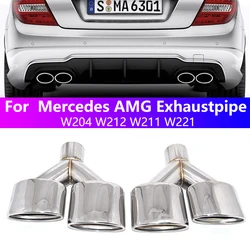 For Mercedes-Benz C-Class E-Class S-Class Muffler Tail Pipe Upgrade Four Outlet Of C63 AMG R Welded Oval Exhaust Tip