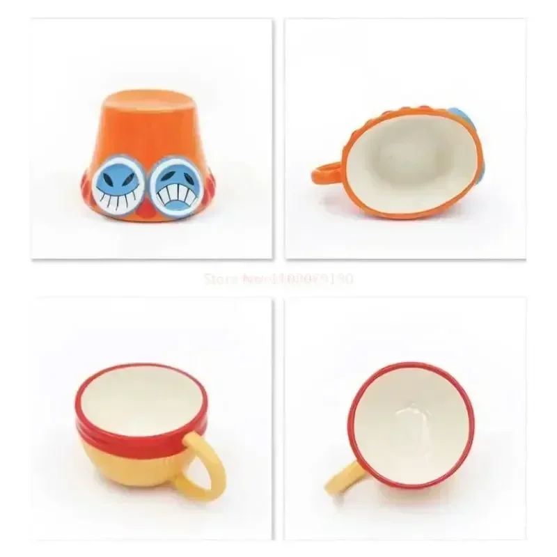 Anime One Piece Luffy Straw Hat Bowl Water Cup Cute Ramen Bowl Cartoon Household Ceramic Tableware Noodle Bowl Chopstick