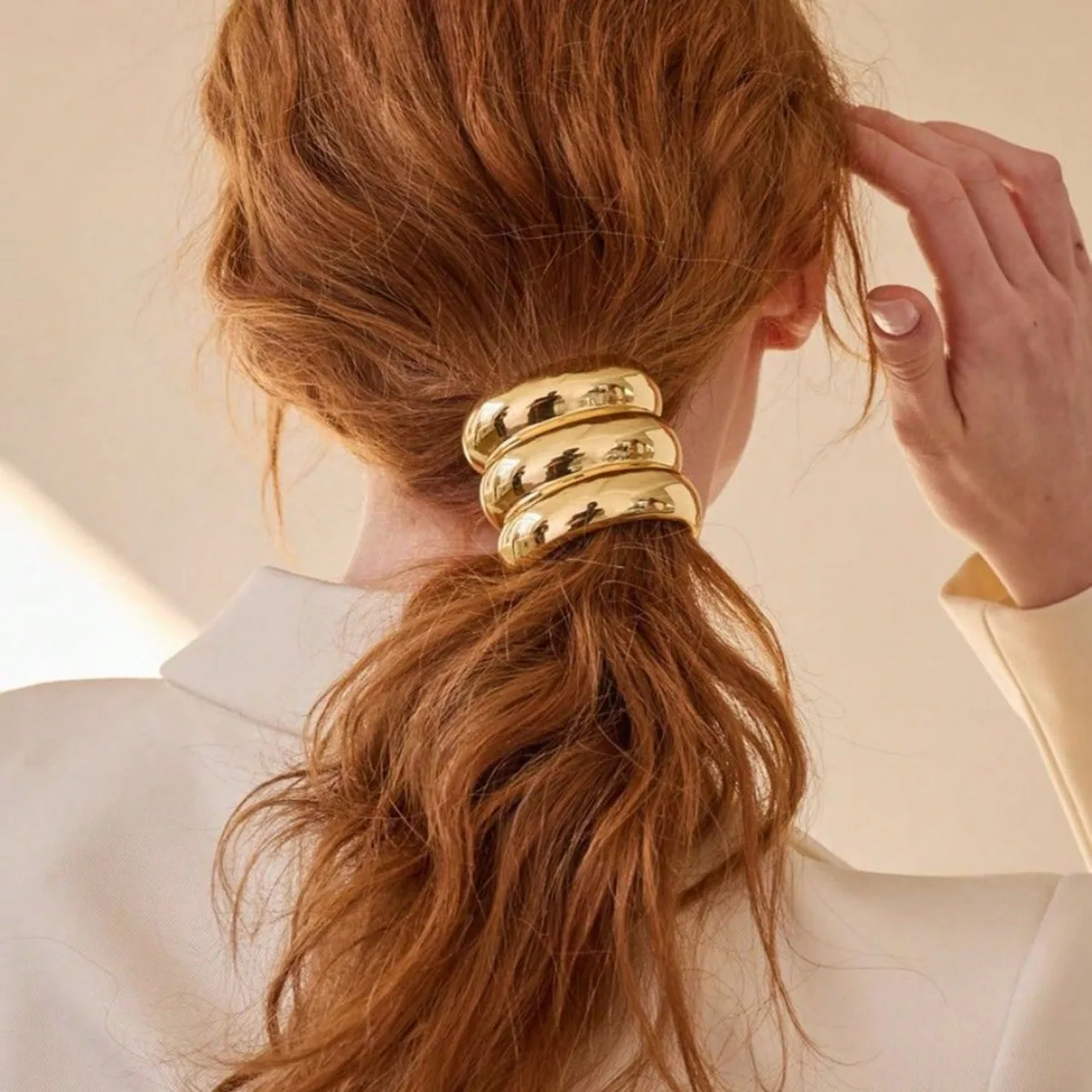 2024 Trend New Gold Color Irregular Geometric Arc-shaped Elastic Hair Bands INES Simple Personalised Hair Accessories for Women