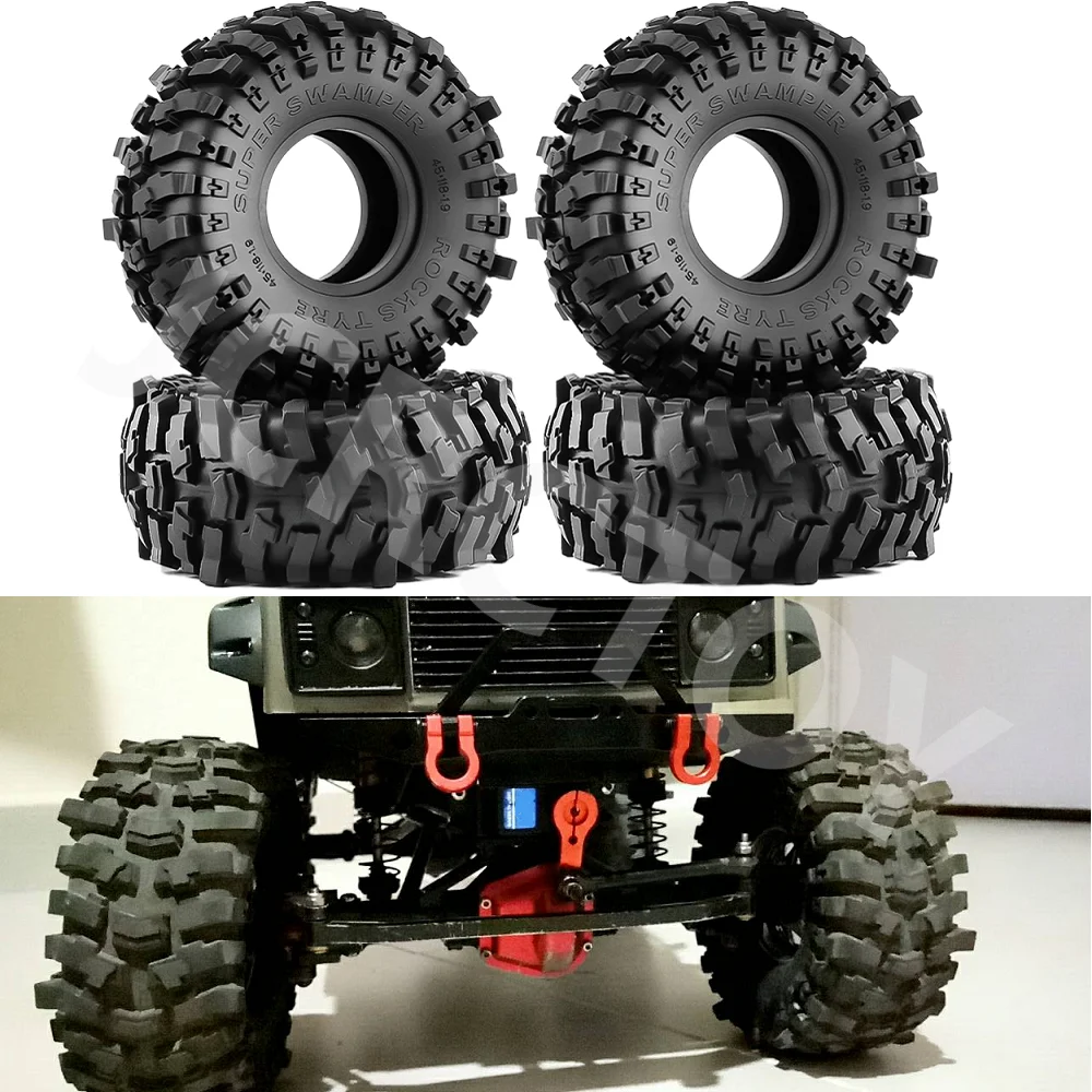 

RC 1.9inch 118*45mm Rubber Tire 4Pcs w/Insert Sponge For 1/10 Traxxas Trx4 Axial SCX10 D90 Yikong RGT Tamiya Redcat Crawler Car