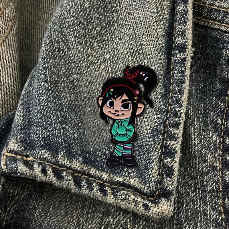 Cartoon Vanellope Von Schweetz Cute Metal Brooch Kawaii Girl\'s Hat Bag Accessories Gift Kids Wreck It Ralph Lapel Pin