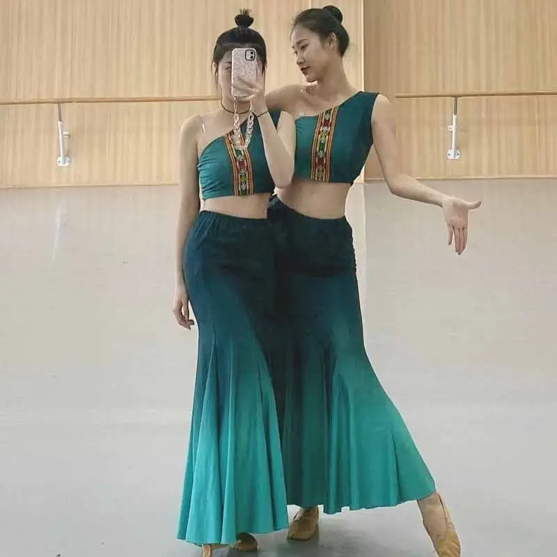 Dai nationality dance performance practice skirt performance clothing female dance skirt peacock dance art examination clothing