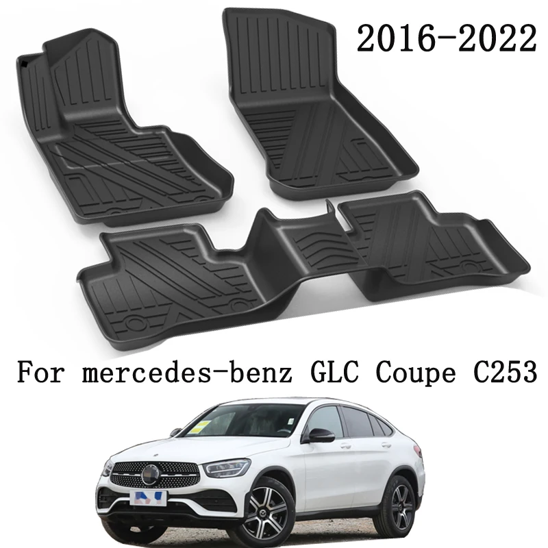 

Автомобильные коврики LHD, двухслойные коврики из ТПЭ для ног, внутренний напольный коврик для Mercedes-benz GLC Coupe C253 2019 2021 2022, аксессуары