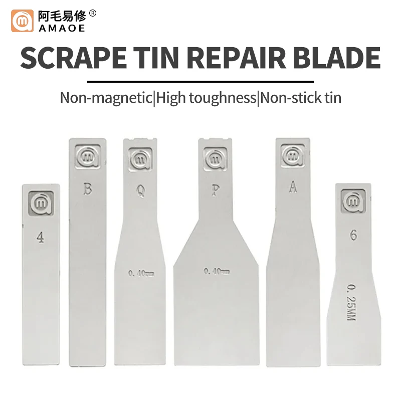 

AMAOE Stainless Steel High Hardness Non-magnetic Tin Scraper Suitable for Repairing Motherboard BGA IC Chip Tin Scraper Tool