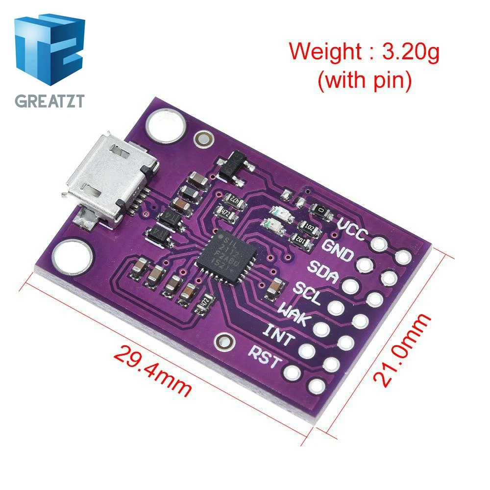 CP2112 Debug Board USB to SMBus I2C Communication Module 2.0 MicroUSB 2112 Evaluation Kit for CCS811 Sensor Module for arduino