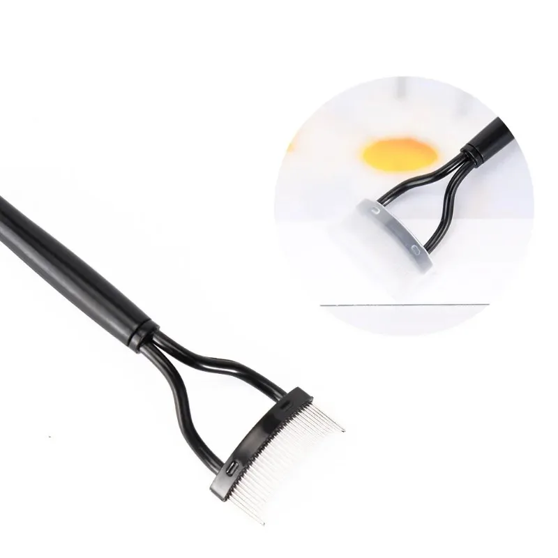 Pettine per ciglia con ago in acciaio da 1/2 pezzi, spazzola per ciglia per innesto portatile semi-arco, strumenti per lo stampaggio delle ciglia, ausili per ciglia finte