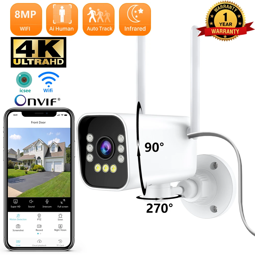 8MP PTZ Wifi Camera ONVIF Wireless IP Camera Auto Tracking H.265 Waterproof Outdoor 2MP CCTV Video Surveillance Camera ICSEE