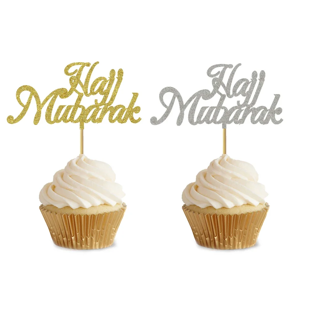 Hajj Mubarak Cupcake Topper Umrah Mubarak  For Muslim Eid Mubarak Ramadan Party Cake Decoration