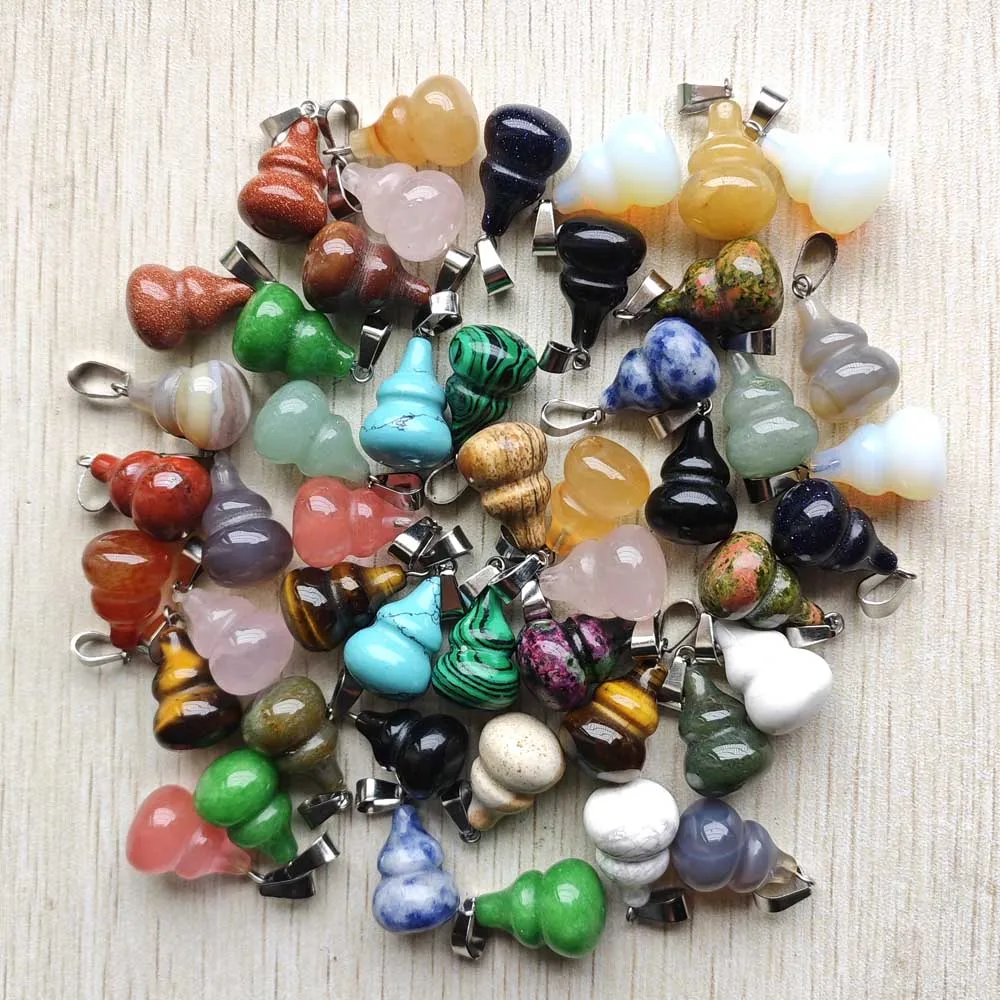 

50pcs/lot Wholesale fashion good quality mixed natural stone gourd shape charms pendants for jewelry making free shipping