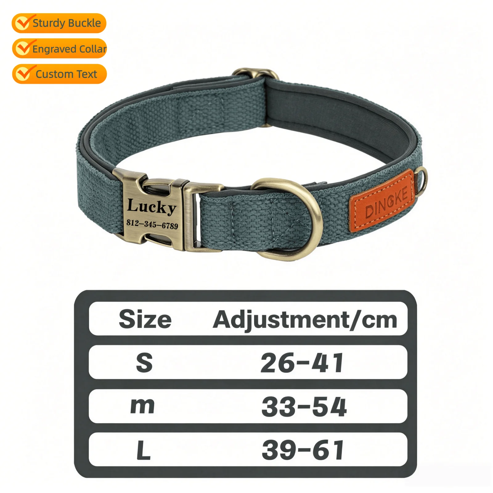 Personalisiertes, individuelles Hundehalsband aus Nylon, kostenlose Gravur mit Haustiernamen, ID-Schnalle, Halskette, verstellbar für kleine, mittelgroße und große Hunde – Detail 14