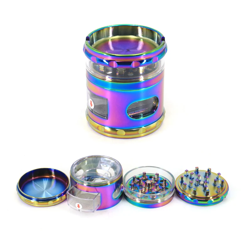 New Style Round Metal Filler Herb Grinder Manual Metal Flavour Grinder with Drawer Smoking Accessories