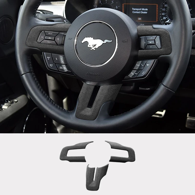 

Suede Fit For Steering wheel cover decorative frame For Ford Mustang 2015-2022 Shelby GT 500 350 Accessories Made of Alcantara