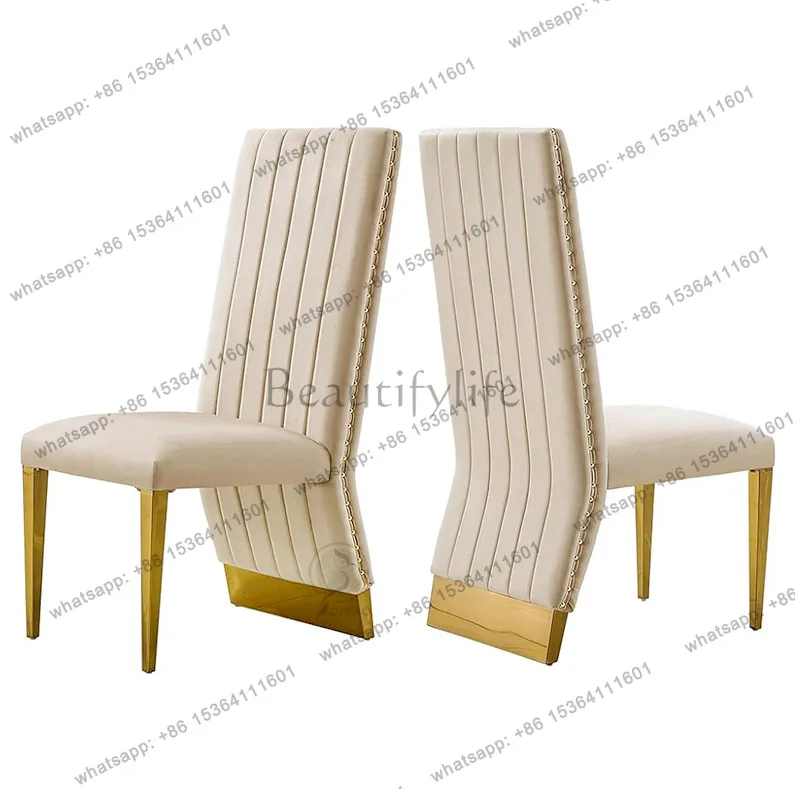 Italian minimalist dining chair, light luxury, modern home flannel dining chair, café leather chair