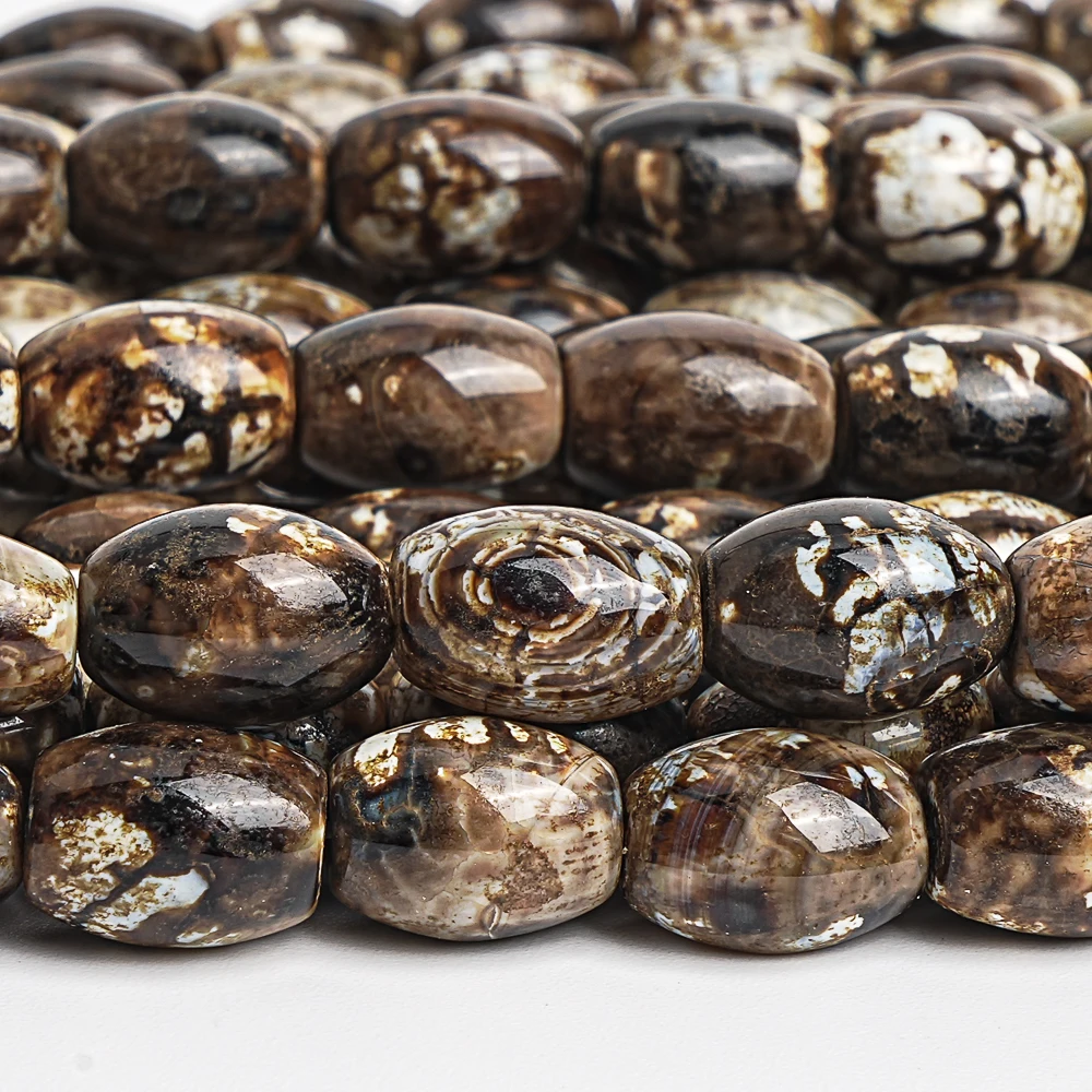 

Natural Stone Beads Crazy Lace Agate Gemstone Beaded 10x14MM DIY Necklace Bracelet For Jewelry Making Coffee Brown