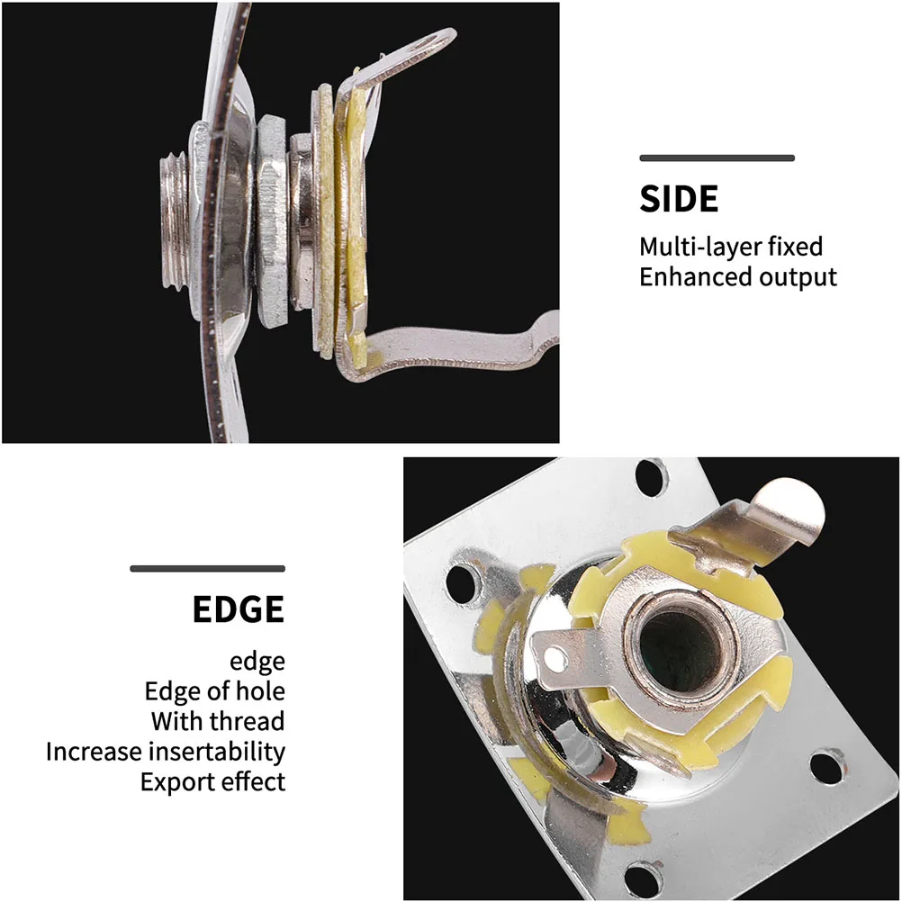 

4 Pcs Electric Guitar Jack Pickup Socket Electronic Plate Fittings Silver Accessory
