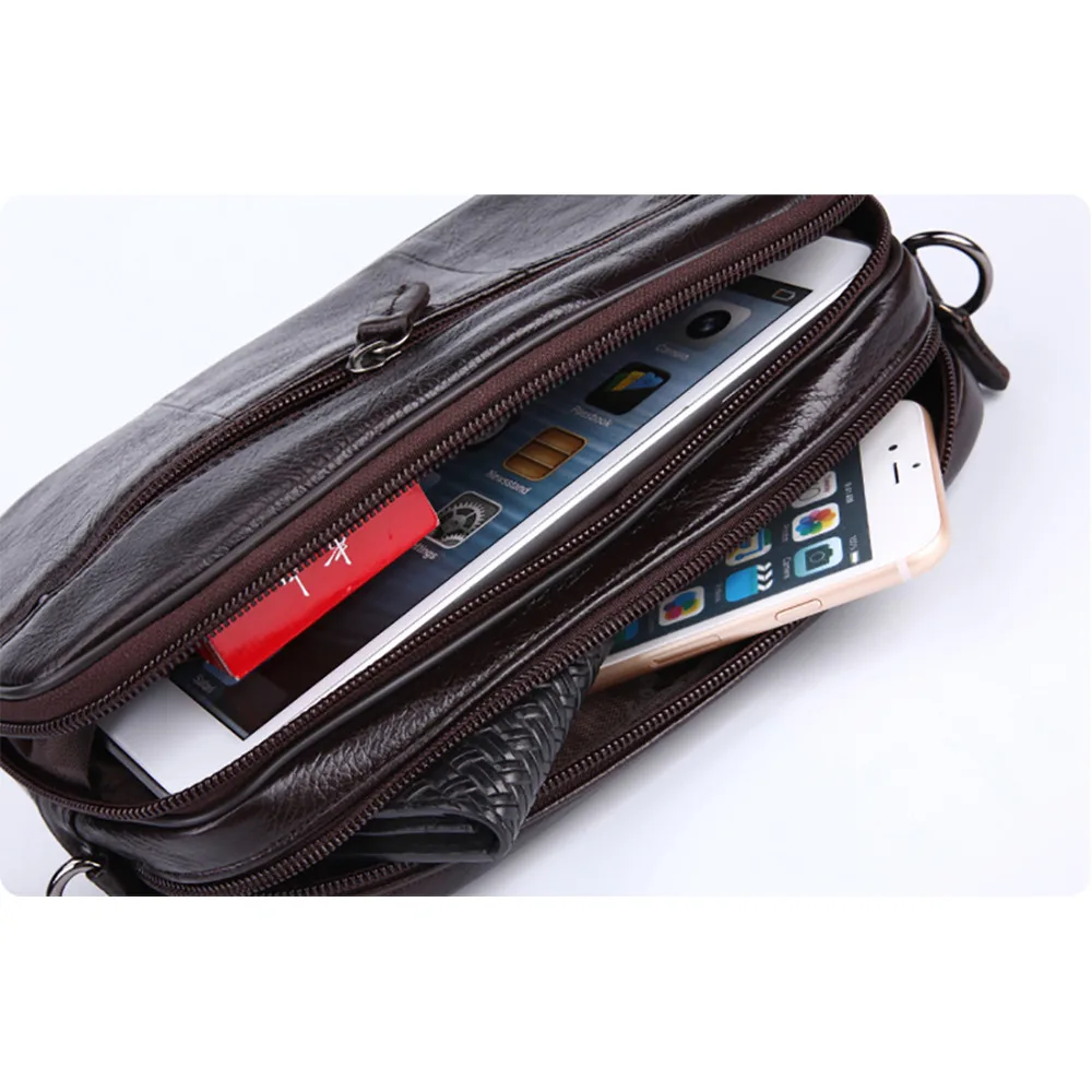 Men Clutch Bag Long Wallet Purse Genuine Leather 6.4 Inch Mobile Cell Phone Case Pocket Business Cowhide Male Handy Wrist Bag