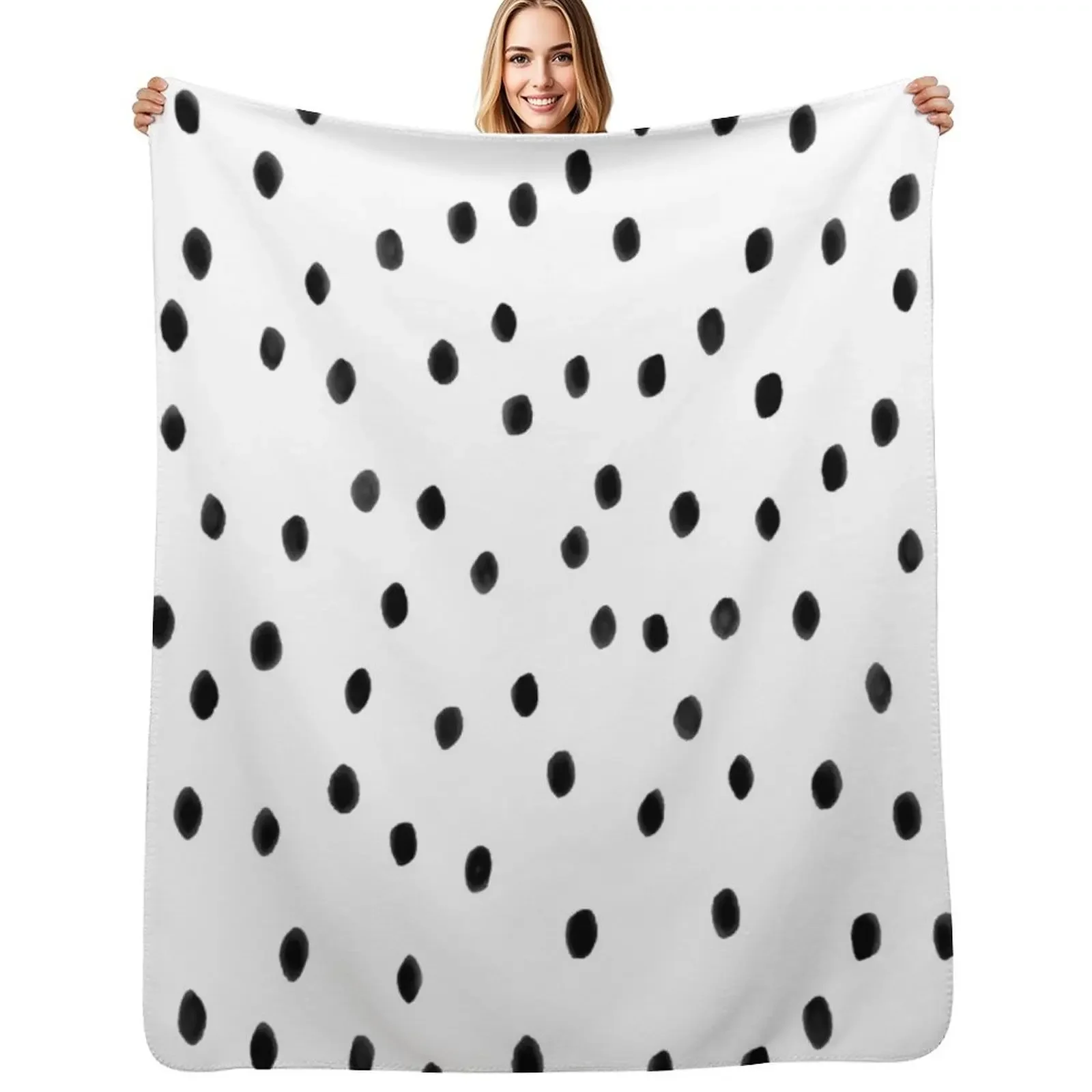 

Dalmatian Polka Dot Spots Pattern (black/white) Throw Blanket Nap Summer Decorative Beds cosplay anime Blanket