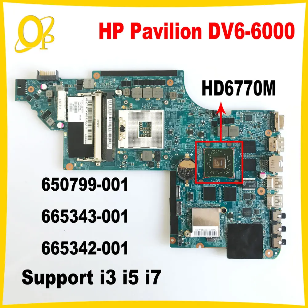 

650799 -001 665343 -001 11A67-2 Материнская плата для ноутбука HP Pavilion DV6 DV6-6000 с графическим процессором HD6770M HM65 DDR3 Полностью протестирована