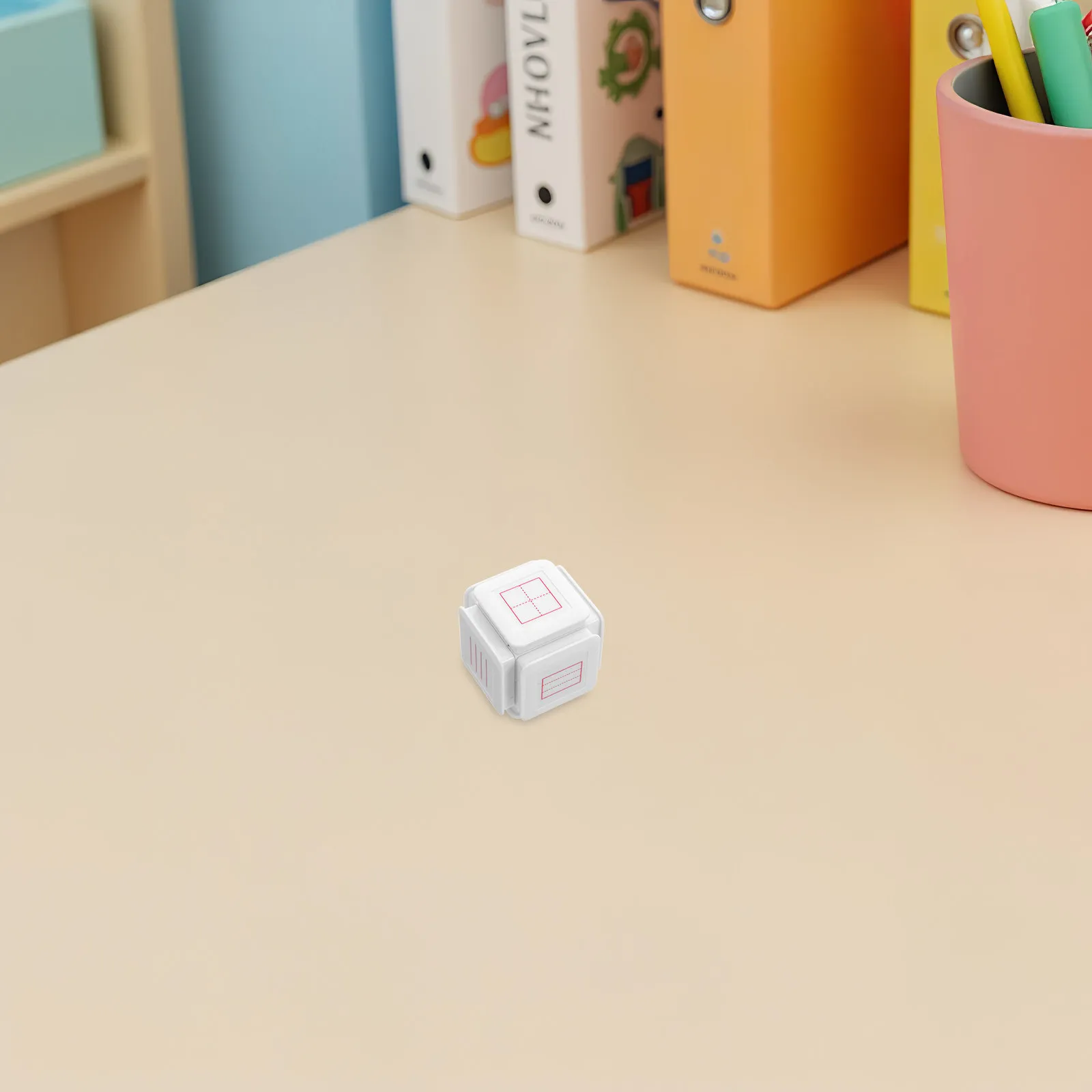 Self Inking Six Sided Stamp Set with Grid Line Clock Pinyin English Templates Classroom Writing Practice Tool for Preschool and