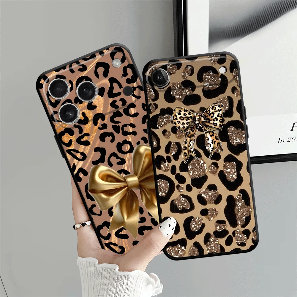 حافظة لهاتف آيفون XR 7 8 17Air XS Max 13 12 11 17 Pro Max 15 16 14 Plus قوس بطبعة الفهد