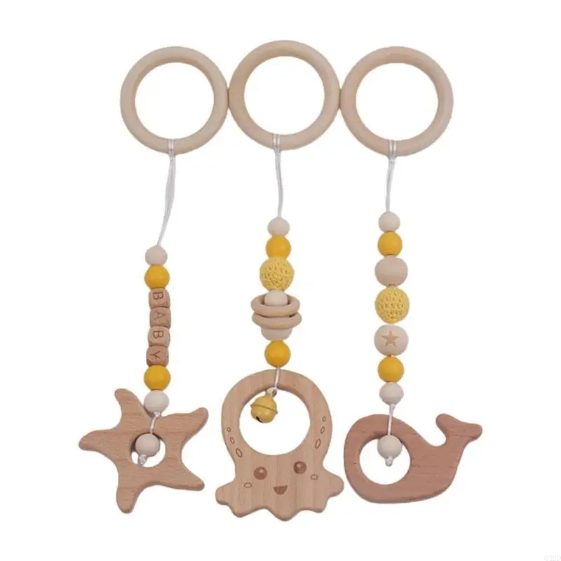 

Q22D 3 Pieces Tasteless Wooden Baby Toy Pendant Gift Infant for Play Gym Activity Wooden Pendant Used As Baby Gym Frame Penda