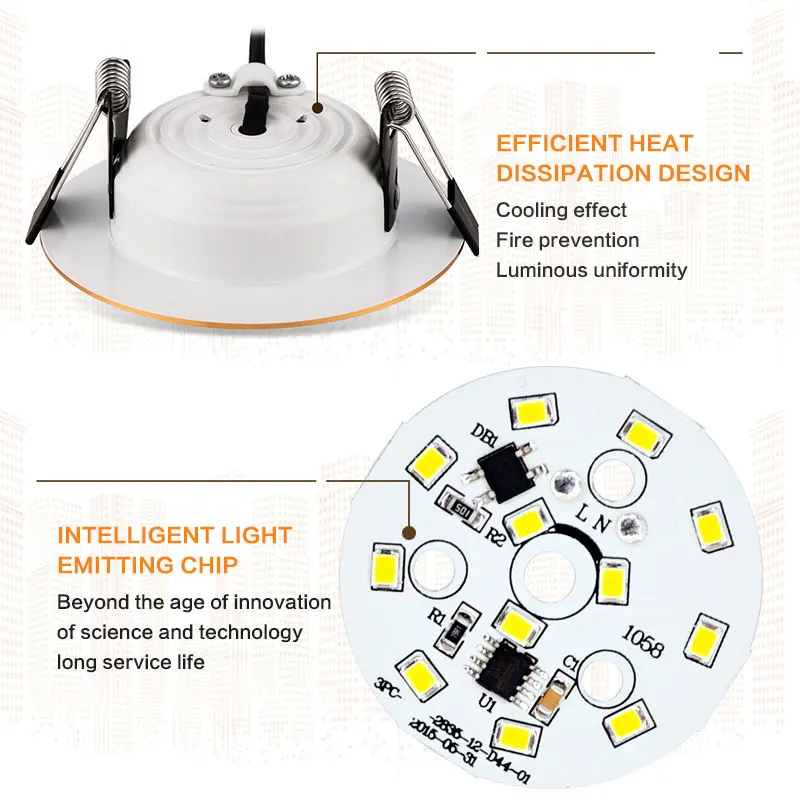 10pcs/lot LED Downlight Ceiling Lamp 7W 9W 12W 15W 18W Spotlight Golden border Round Recessed down lamp AC 220V 240V Lighting