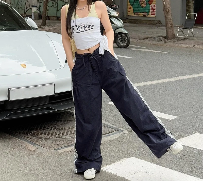 Lace Wide-legged Women's Summer New Casual High-waisted Draped Straight and Versatile Slim Slacks