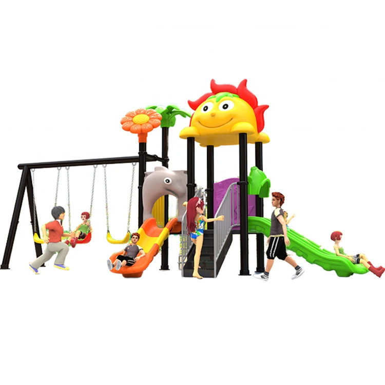 Wholesale Colorful Play Center Amusement Park Equipment Swing Sets Kids Plastic Slides Playground Outdoor