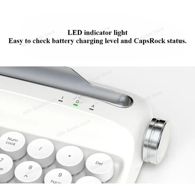 Rechargeable B307 Retro Bluetooth Wireless Keyboard, Fashion Office Keyboard for Laptops, Tablets, Mobile Phones
