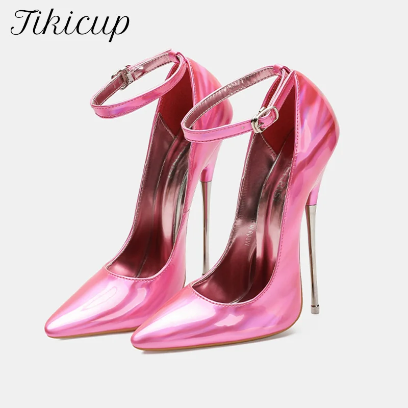 Nuevo personalizar 16CM Metal Color caramelo tacones altos mujeres Sexy puntiagudos bombas fetiche SM hombre Cosplay zapatos Unisex negro rojo rosa