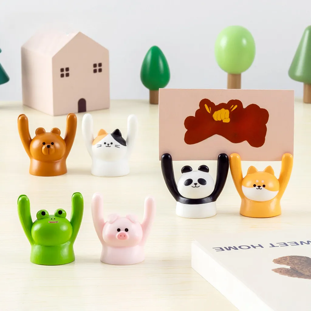 Cute and Creative Animal Resin Message Holder Office Desk Decoration Cute Ornaments Message Card Holder Business Photo Holder