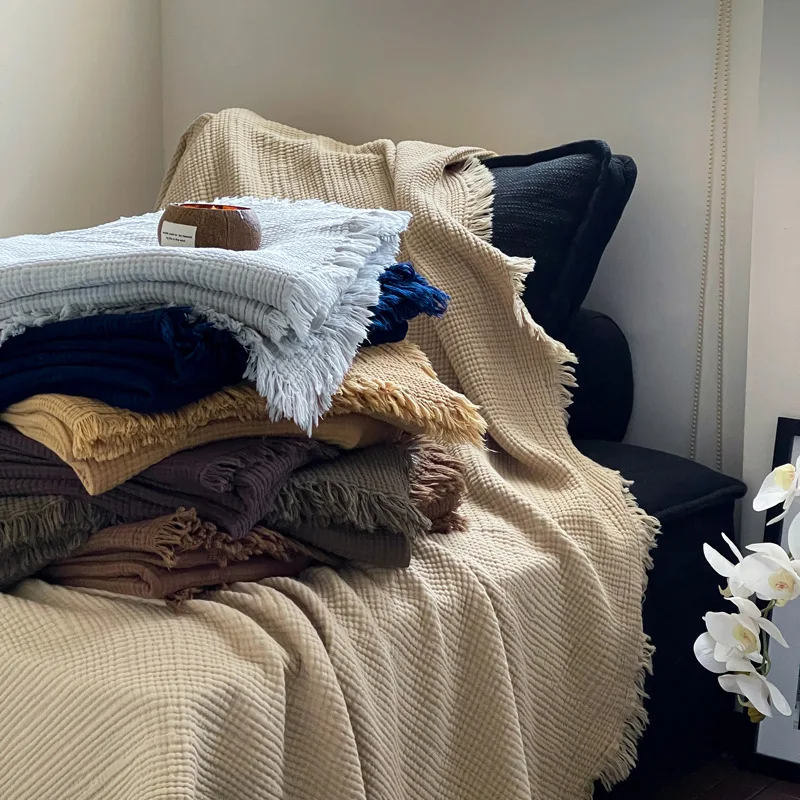 

Четырехслойное одеяло с кисточками из 100% хлопка, осень-зима, марлевое одеяло с меладом, офисное одеяло для сна, чистое