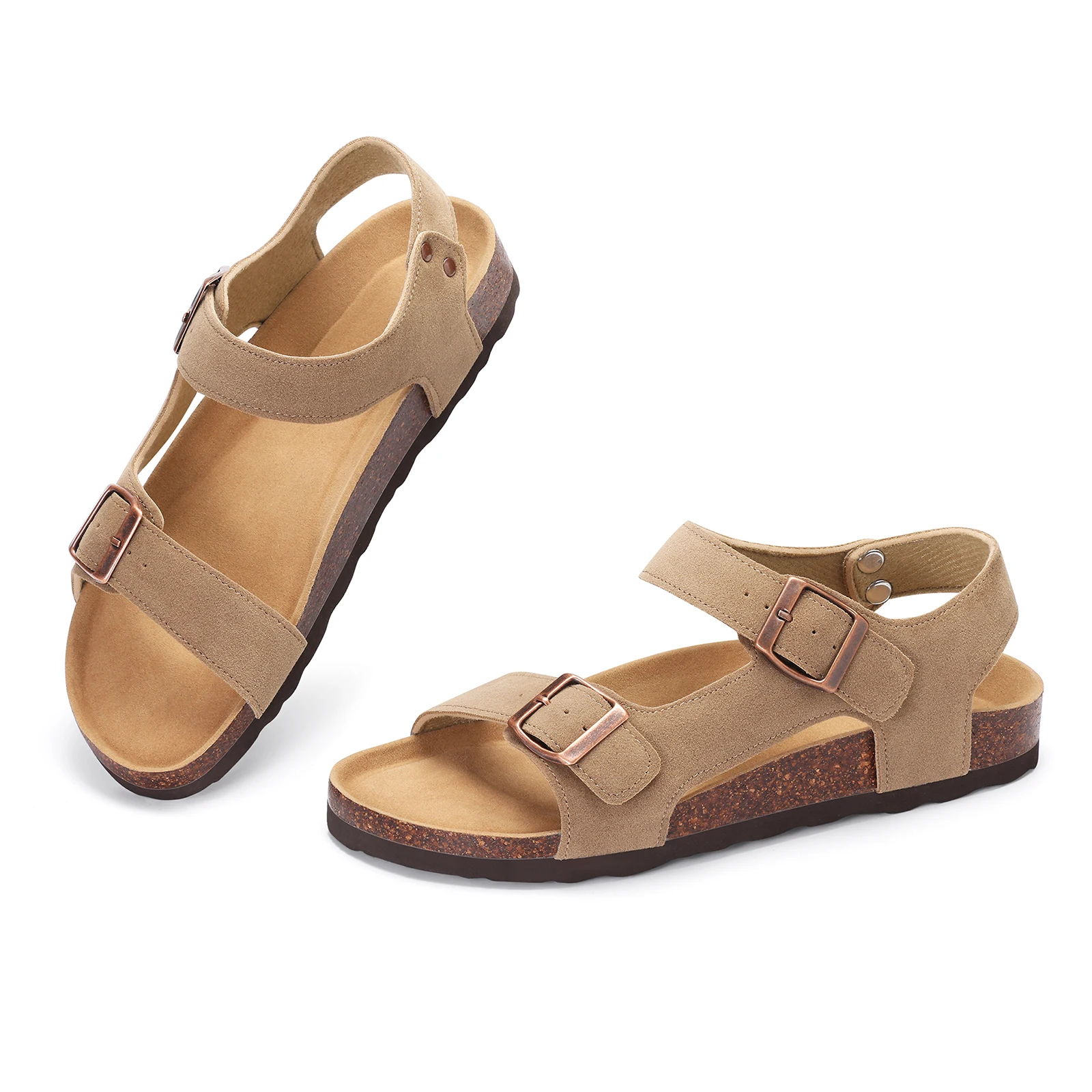 Women's Athletic Open-toe Sandals With Arch Support And Cork Insole. Comfortable, Anti-slip Flat Sandals For Summer Beach._voghion.com