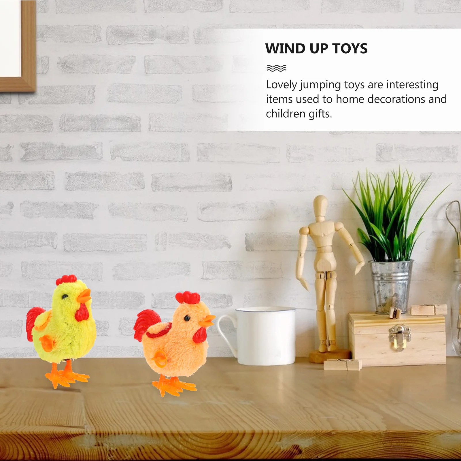 

2pcs Wind-Up Jumping Chick For Kids Mini Chicken Easter Decor Party Favors Toddler Educational Funny Animal Figures Small Size