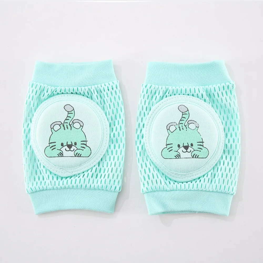 2 pcs Thin Baby Knee Pads Mesh Design Elastic Toddler Crawling Protective Gear Cartoon Pattern Durable Baby Knee Protector