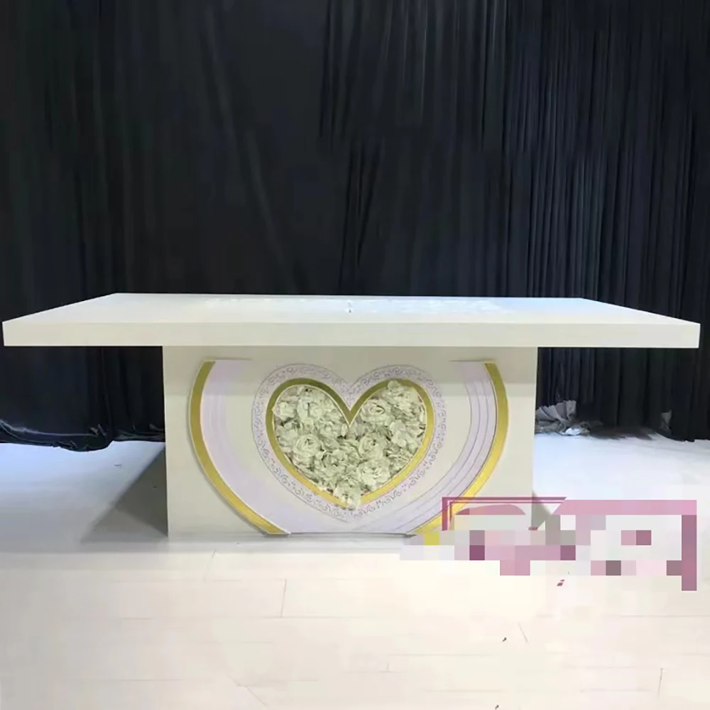 Wedding events banquet table love heart PVC and flower decorative table wedding