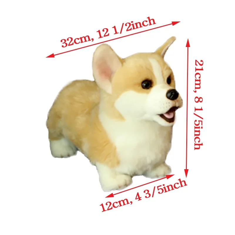 귀여운 웰시 코기 강아지 봉제 장난감, Pembroke 강아지, 실생활 박제 동물, 부드러운 시뮬레이션, 어린이 인형, 생일 선물