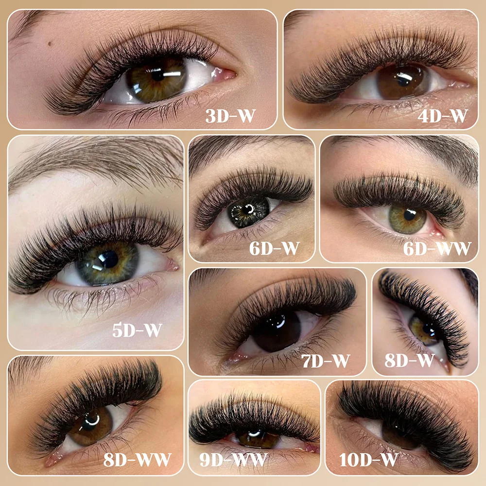 MASSCAKU Großhandel C/D Curl Faux Mink Vorgefertigte Volumenfächer Wimpern Individuelle flauschige 6D 7D 8D 9D 10D W-Stil Wimpern Einfach zu wählen – Detail 7