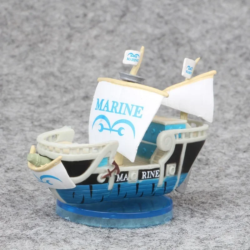 Figura Navio Pirata Anime, Mil Ensolarados, Indo Alegre, Barco da Marinha, Modelo Colecionável, Estátua de PVC, Ornamentos, Presente Infantil, 7cm, 1 Pc