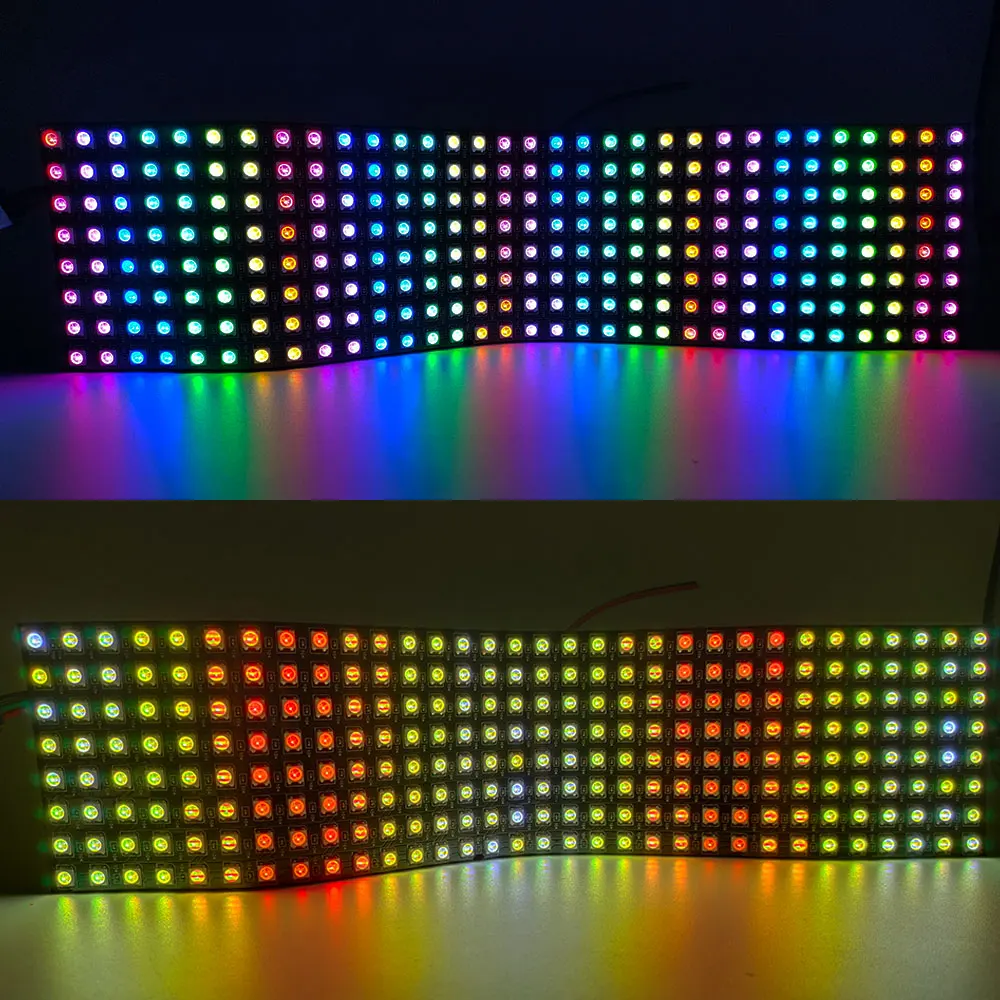 Panneau Lumineux Adressable, DC5V WS2812B 8X8 8X32 16X16, WS2812 IC LED RGB Pixel Digital Flexible Tech Matrix Screen