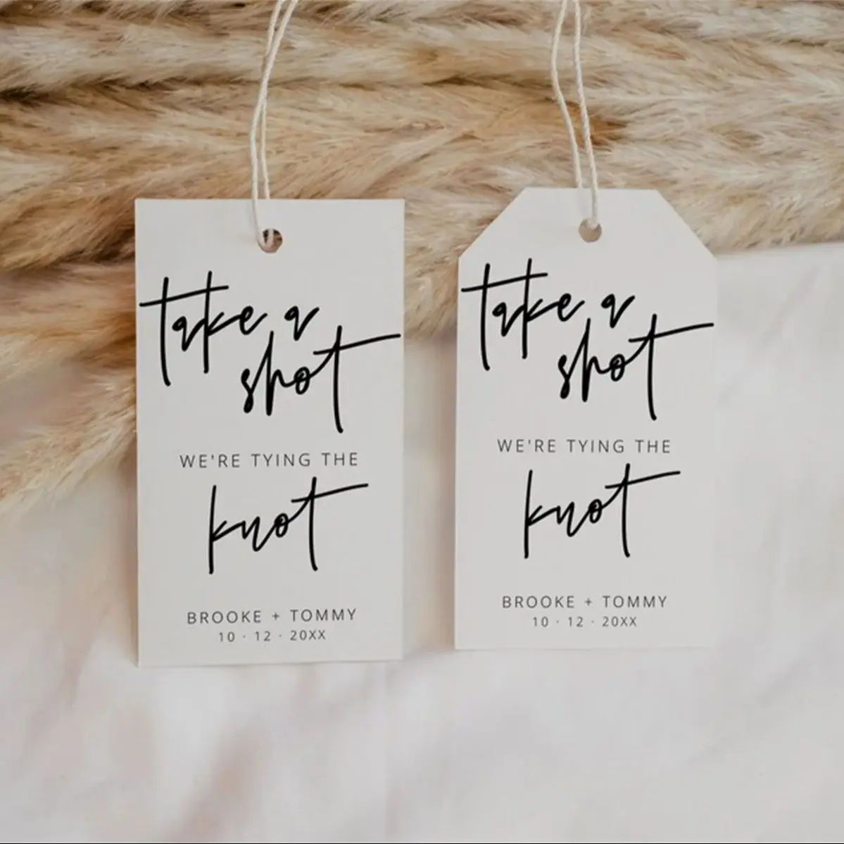

50pcs Take A Shot We're Tying The Knot Tag Template, Printable, Shot Bottle Label, Bottle Tag, Shot Tag, Engagement Bottle,